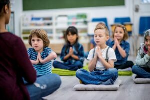 Kids doing yoga